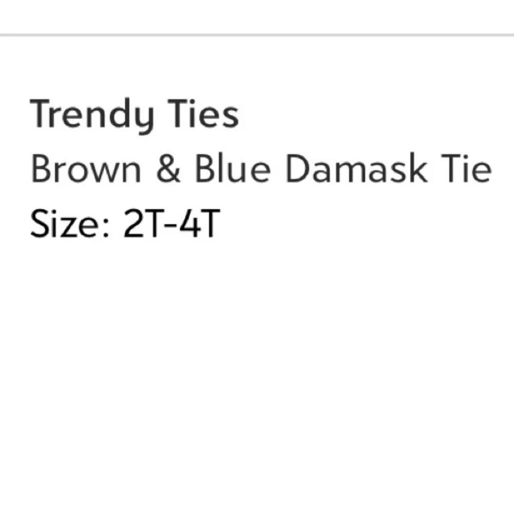 Trendy Ties Brown & Blue Damask Necktie. Size: 2T-4T
